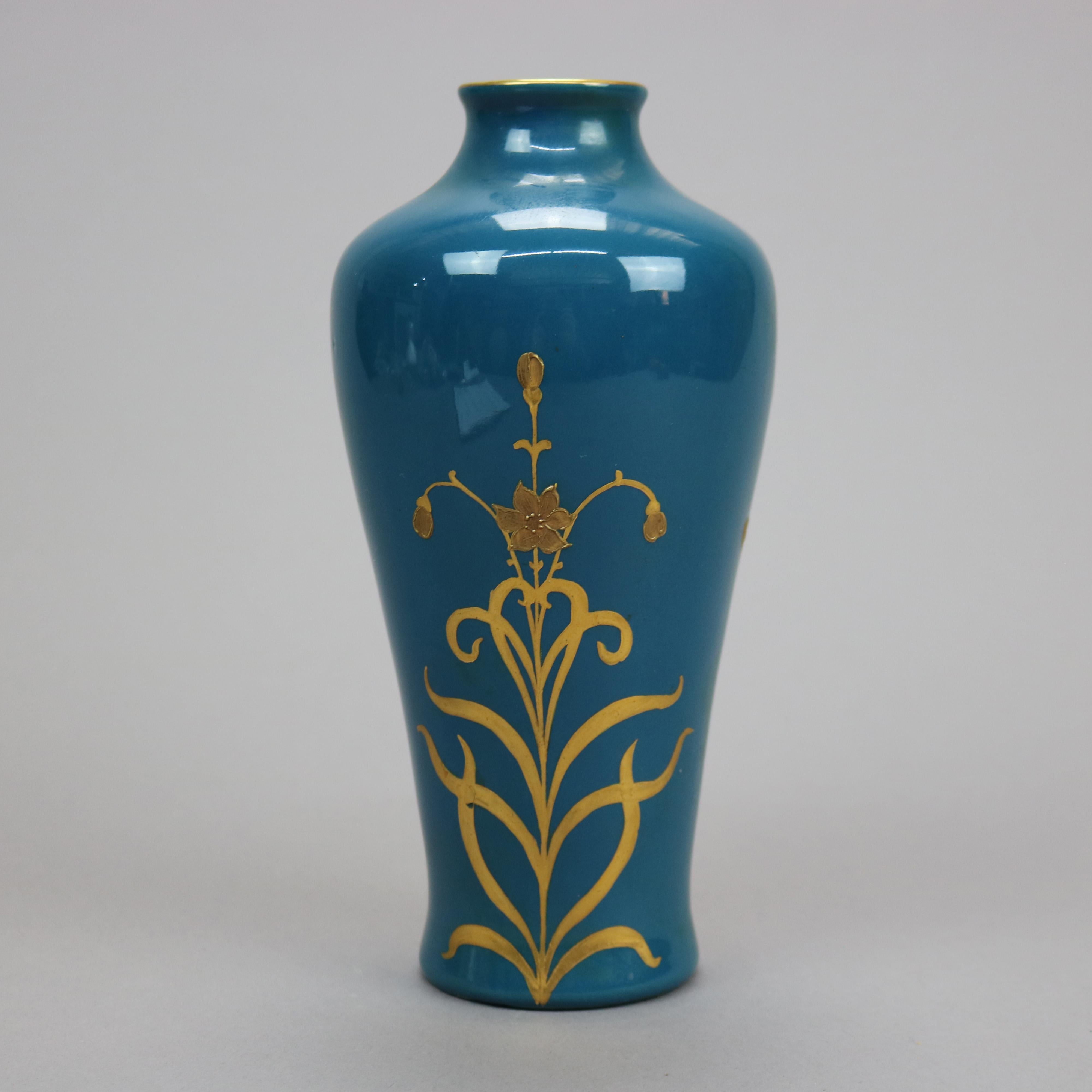 Antique Art Nouveau Hand Painted Gebruder Heubach Porcelain Portrait Vase c1900 In Good Condition In Big Flats, NY