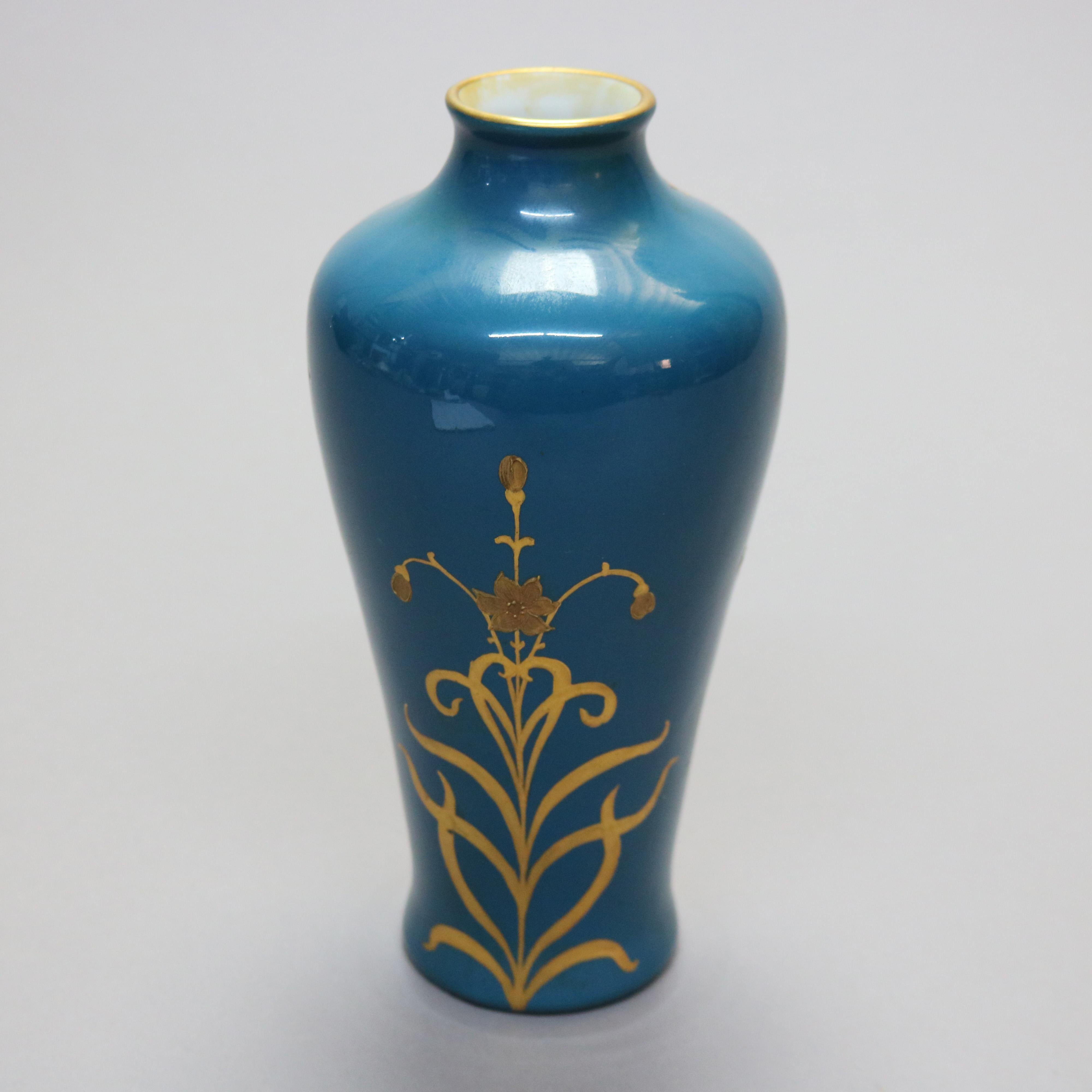 20th Century Antique Art Nouveau Hand Painted Gebruder Heubach Porcelain Portrait Vase c1900