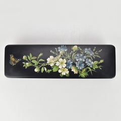 Antico portagioie o portamatite in cartapesta dipinta a mano in stile Art Nouveau, 1900 ca.