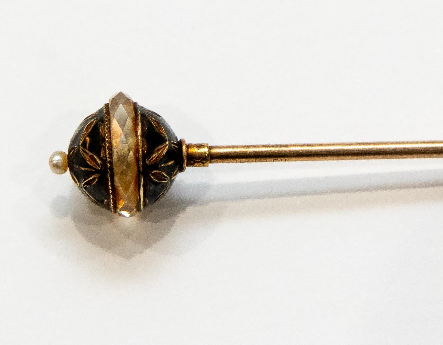 Gold Antique Art Nouveau Hat Pin For Sale