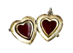 Antique Art Nouveau Heart Locket Pendant Silver
