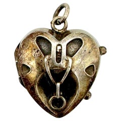 Antique Art Nouveau Heart Locket Pendant Silver