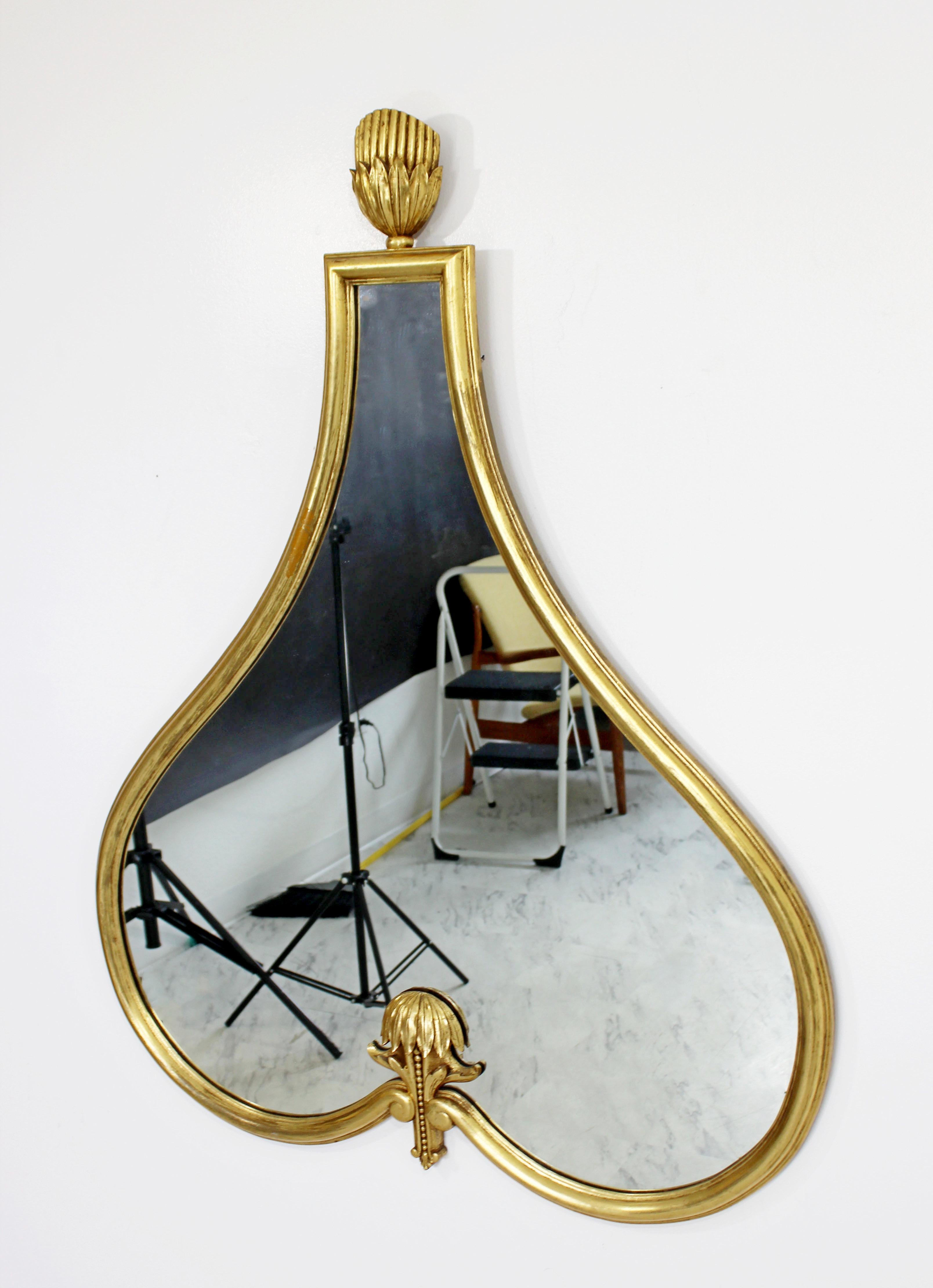 Mid-20th Century Antique Art Nouveau Hollywood Regency Gold Gilt Ornate Wall Mirror