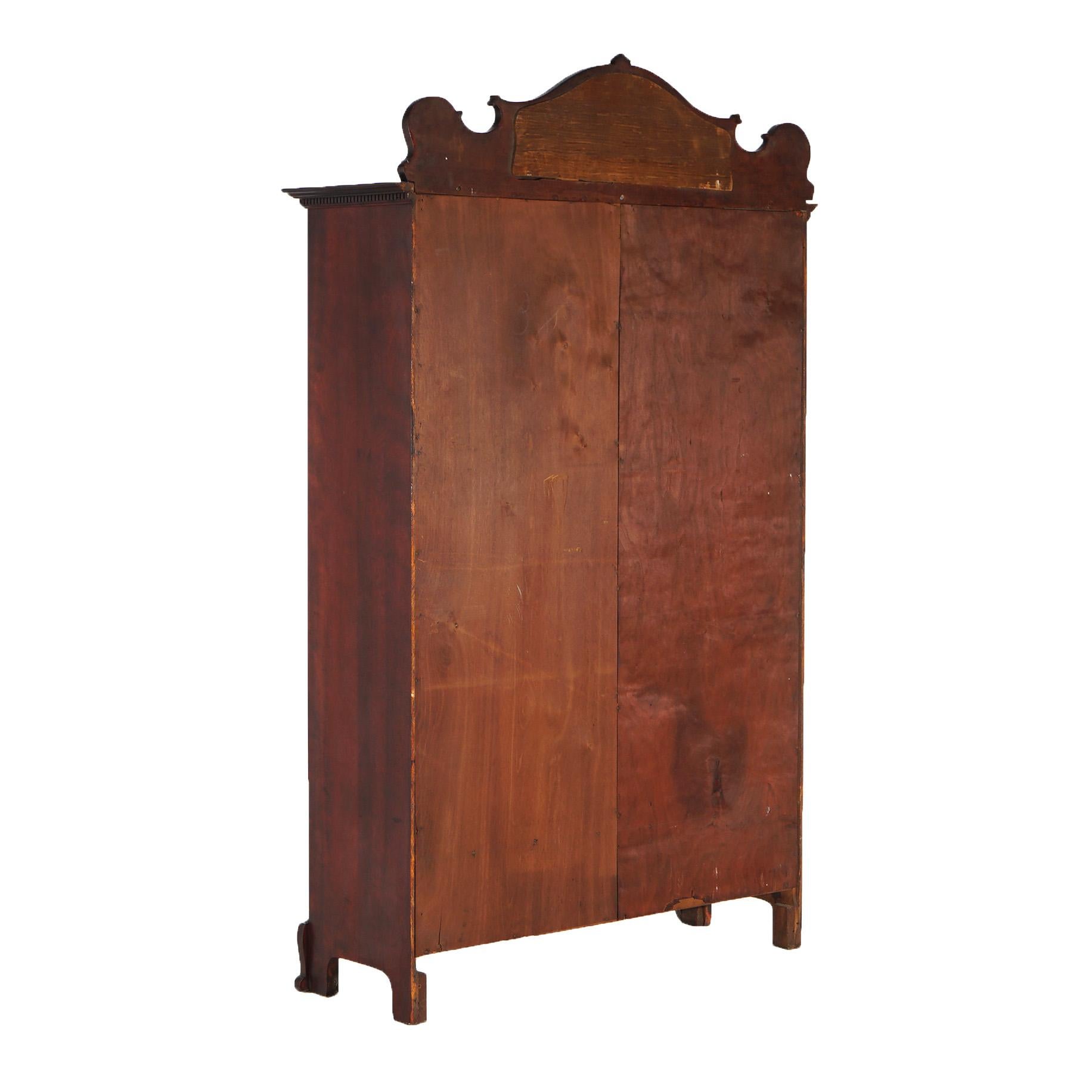 Antiguo Art Nouveau Escuela Horner Caoba tallada Librería de doble puerta con espejo 8