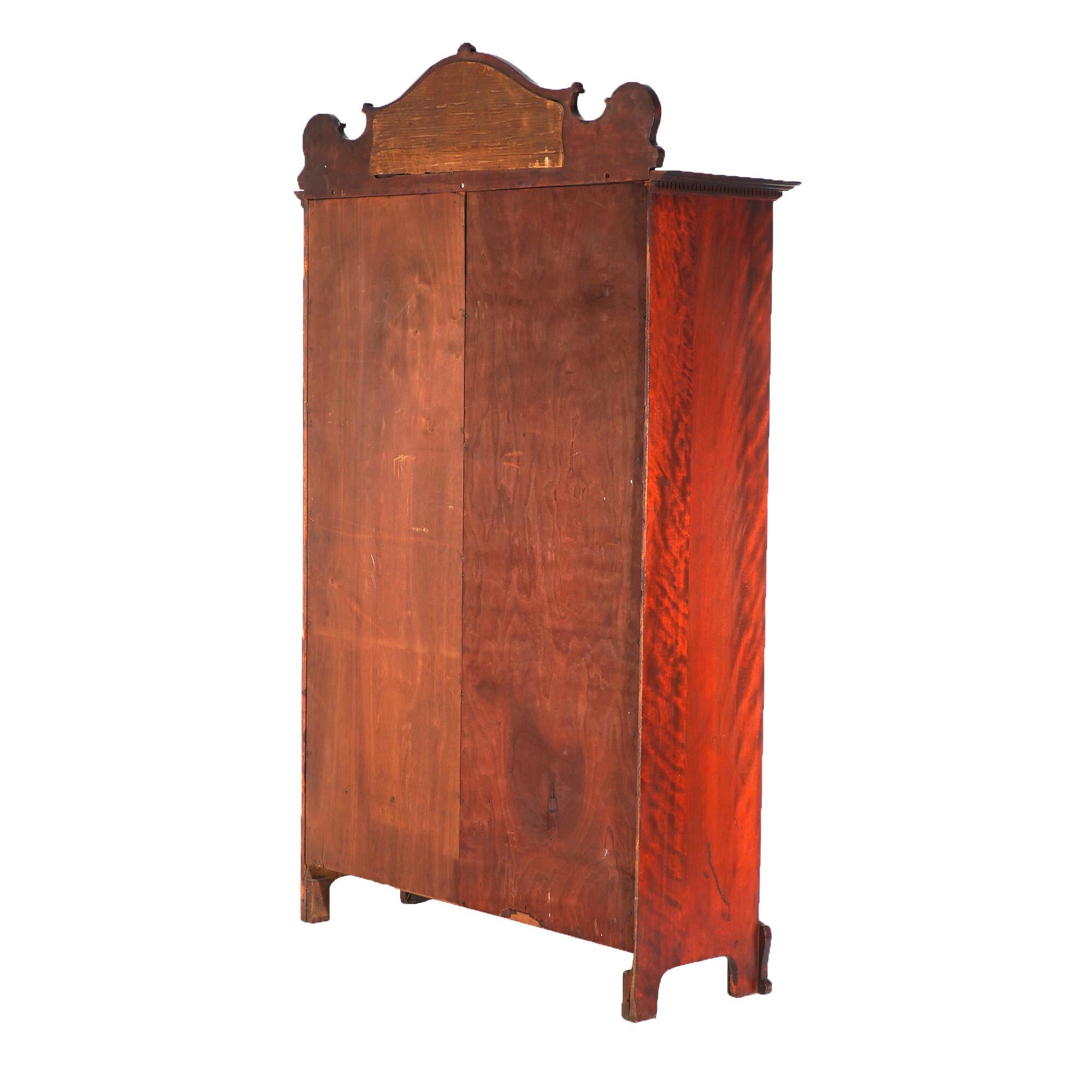 Antiguo Art Nouveau Escuela Horner Caoba tallada Librería de doble puerta con espejo 9