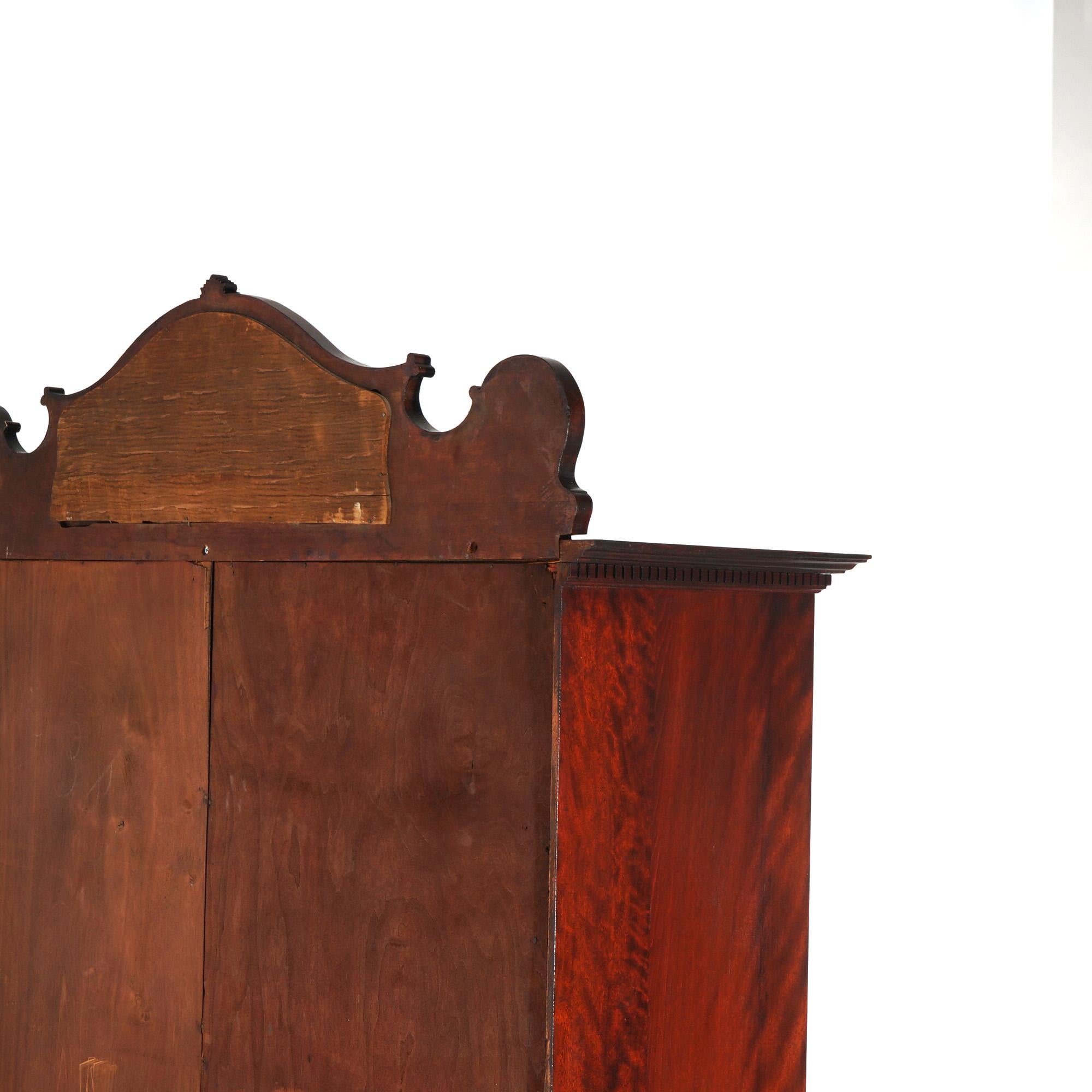 Antiguo Art Nouveau Escuela Horner Caoba tallada Librería de doble puerta con espejo 11