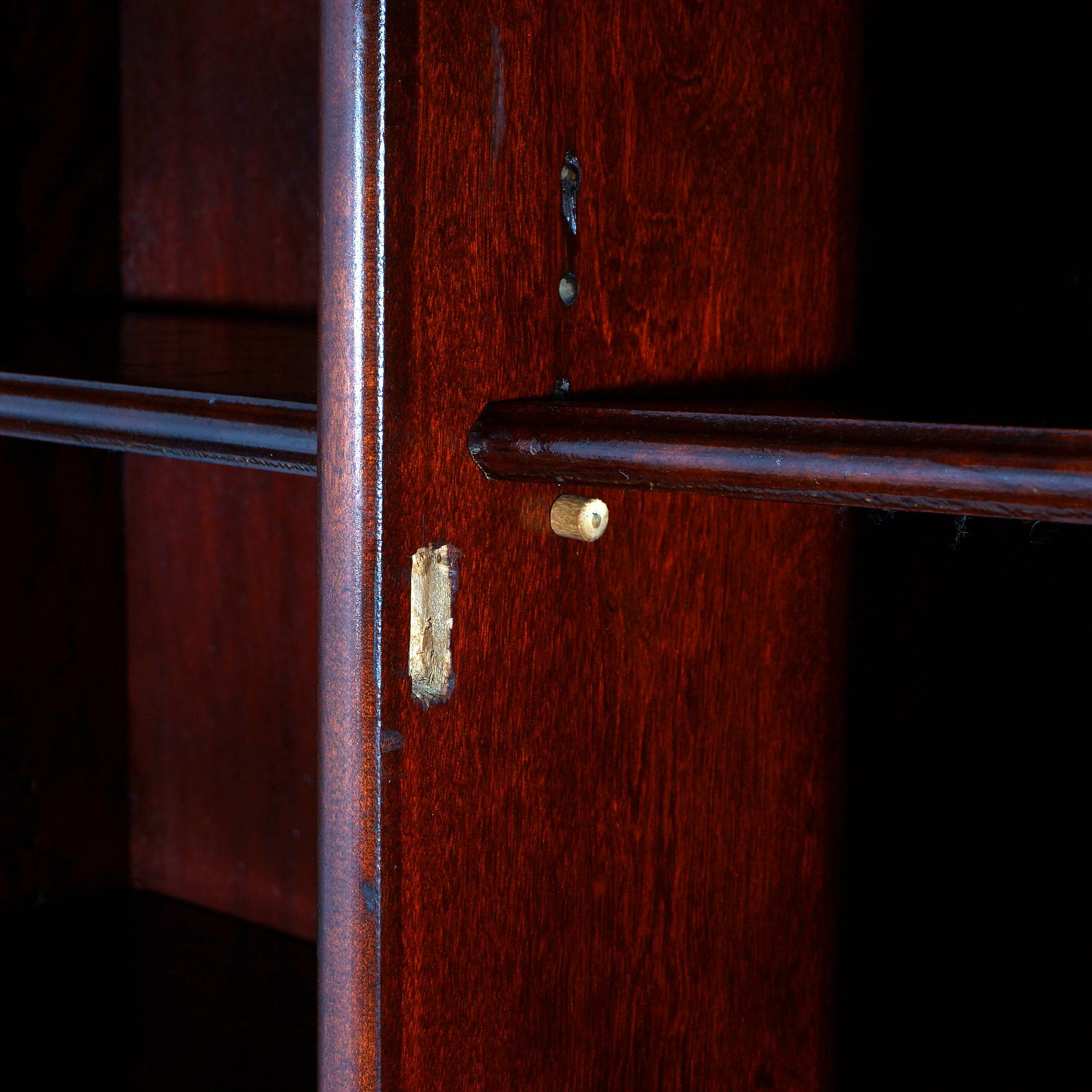 Antiguo Art Nouveau Escuela Horner Caoba tallada Librería de doble puerta con espejo 2
