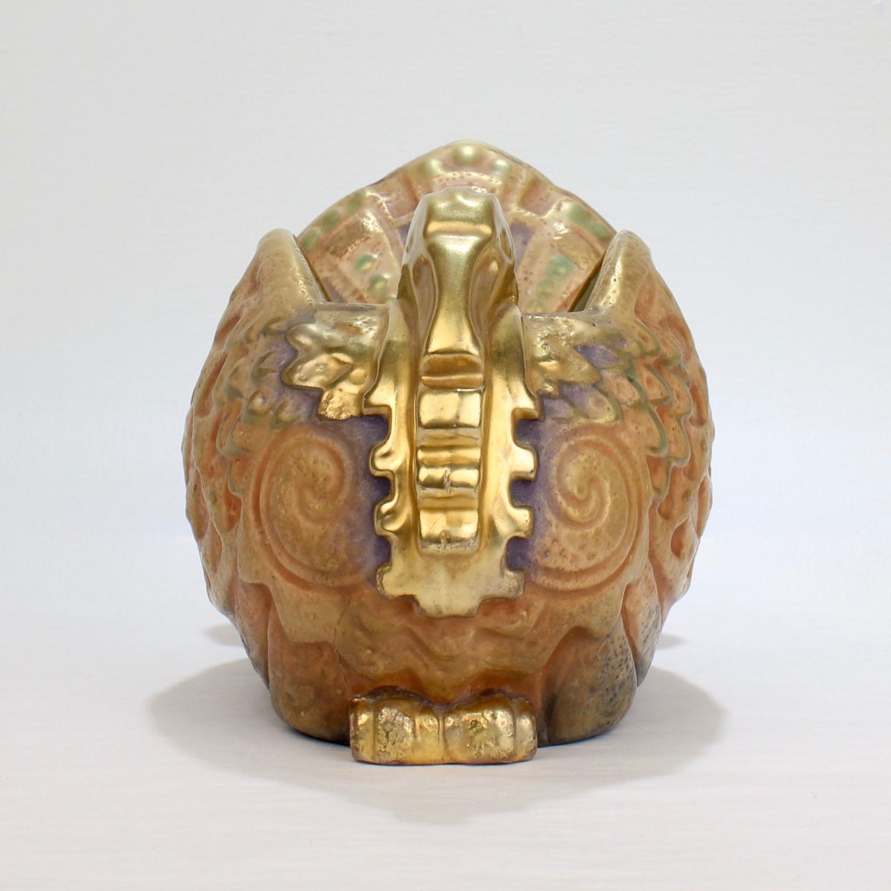 Antique Art Nouveau Imperial Amphora Pottery Turkey-Form Jardinière or Vase 5