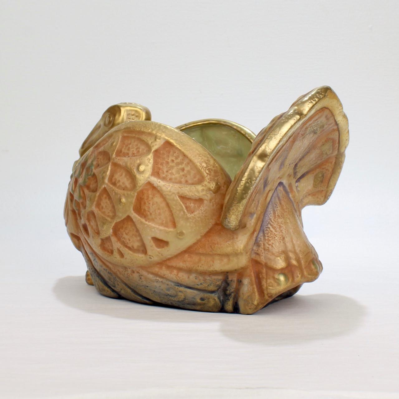 Antique Art Nouveau Imperial Amphora Pottery Turkey-Form Jardinière or Vase 1