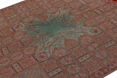 Antique Art Nouveau Indian Shawl with Florals and Teal Medallion  Rug & Kilim