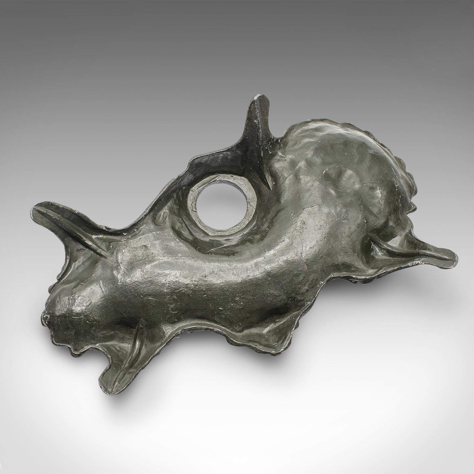 Antique Art Nouveau Ink Well, French, Pewter, Decorative Pen Tray, Victorian For Sale 4