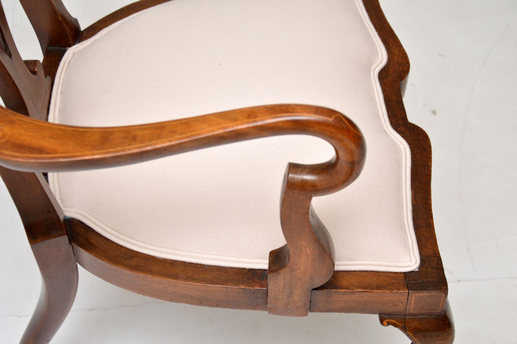 Fabric Antique Art Nouveau Inlaid Armchair