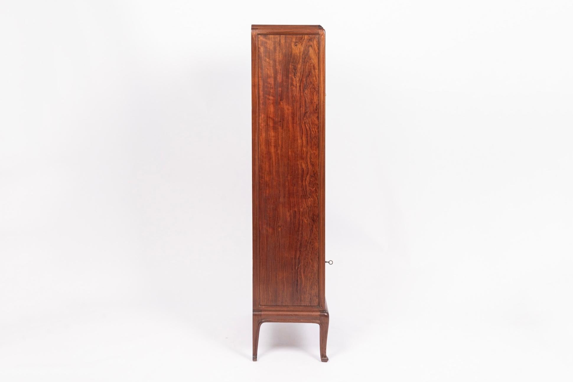 Antique Art Nouveau Inlaid Wooden Cabinet by Majorelle, France, Signed For Sale 6