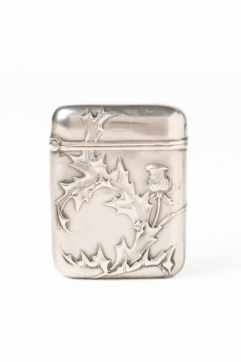 Art Nouveau Jugendstil German Solid Silver Vesta Case For Sale at 1stDibs