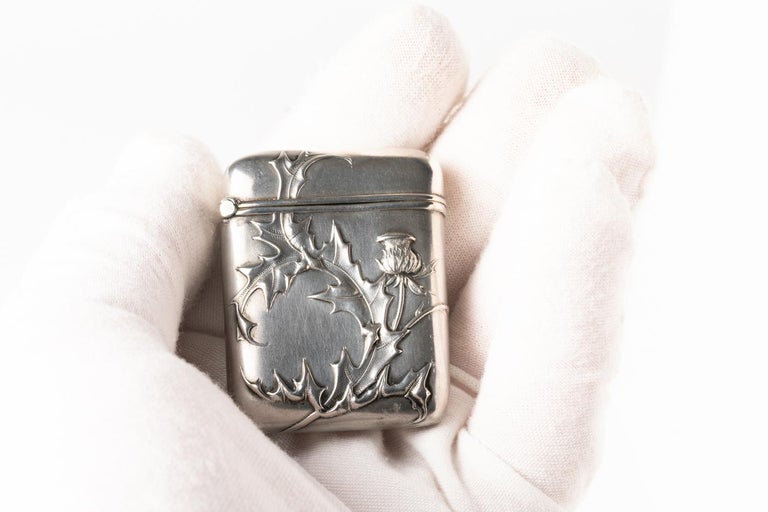 Art Nouveau Jugendstil German Solid Silver Vesta Case For Sale at 1stDibs