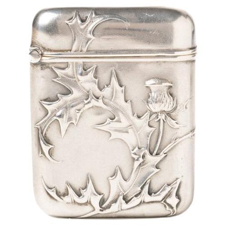 Art Nouveau Jugendstil German Solid Silver Vesta Case For Sale at 1stDibs