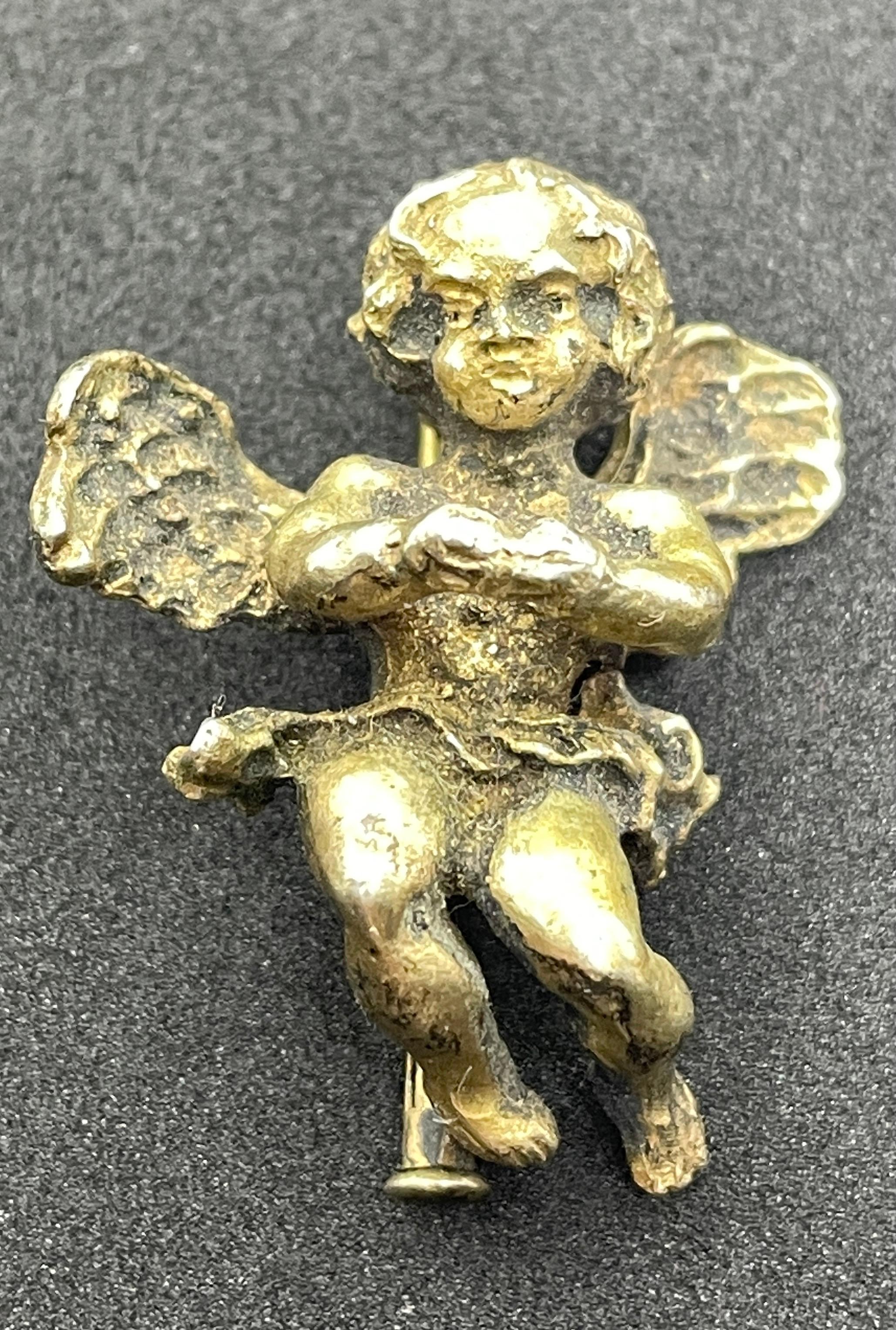 Antique Art Nouveau Jewelry Cherub Angel Brooch Silver, 1890s Austria, Vienna 3