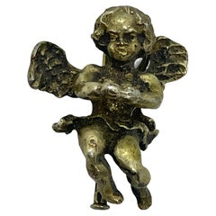 Antique Art Nouveau Jewelry Cherub Angel Brooch Silver, 1890s Austria, Vienna