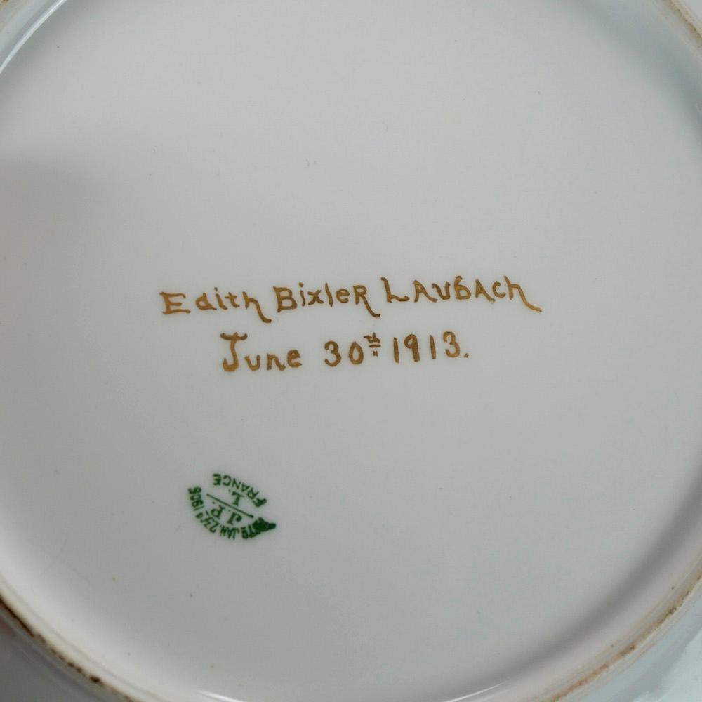 Antique Art Nouveau JPL Porcelain Portrait Plate, Edith Bixler Laubach, 1913 1