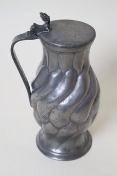 Antigua Jarra Art Nouveau, Diseño Barroco de Estaño, Austria/Alemania, Década de 1890