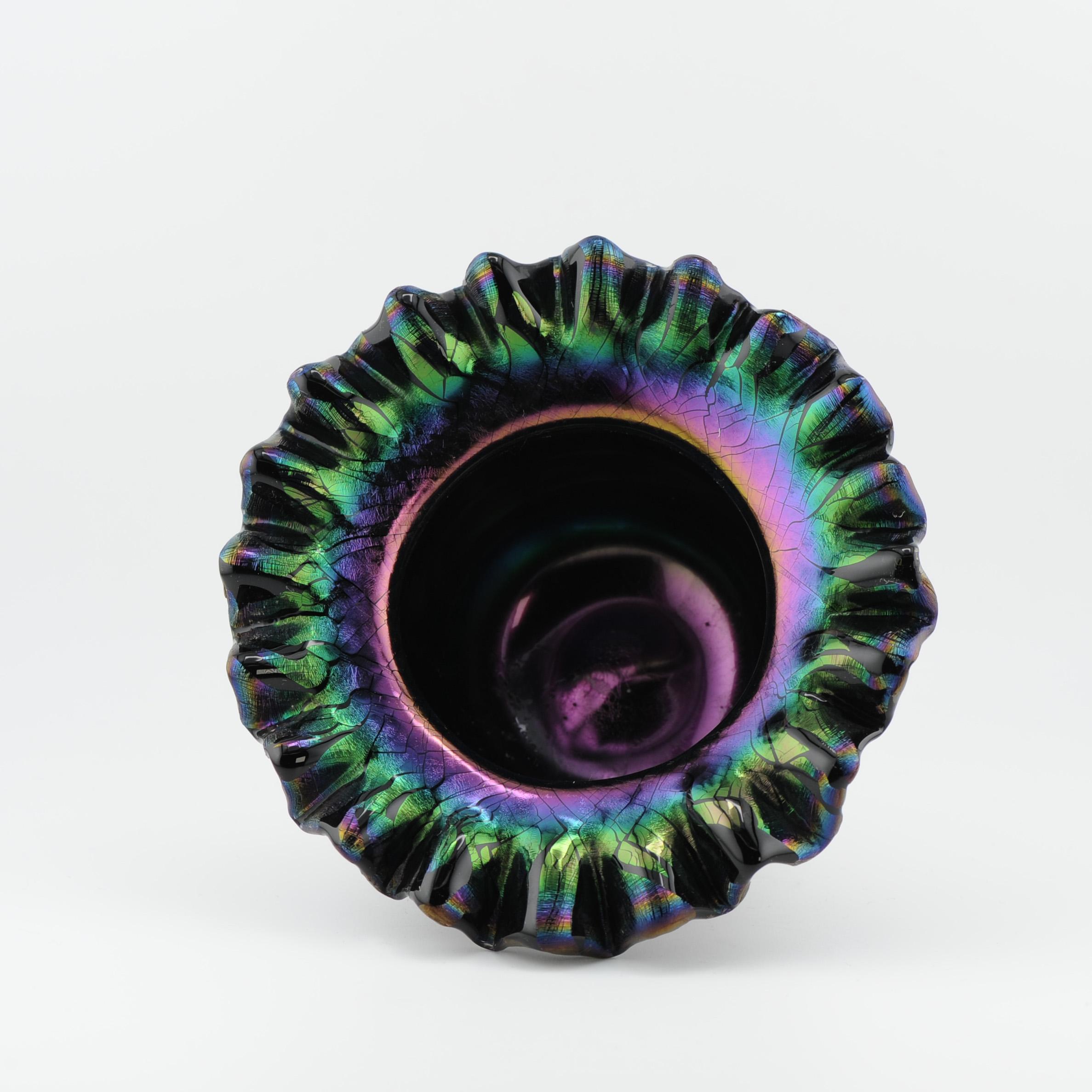 Vetro artistico Vaso antico Art Nouveau Jugendstil Freiherr von Poschinger Design/One Iridicend in vendita