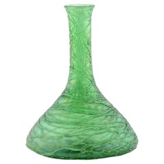 Antique Art Nouveau Jugendstil vase Loetz Bohemian Green Glass 1900