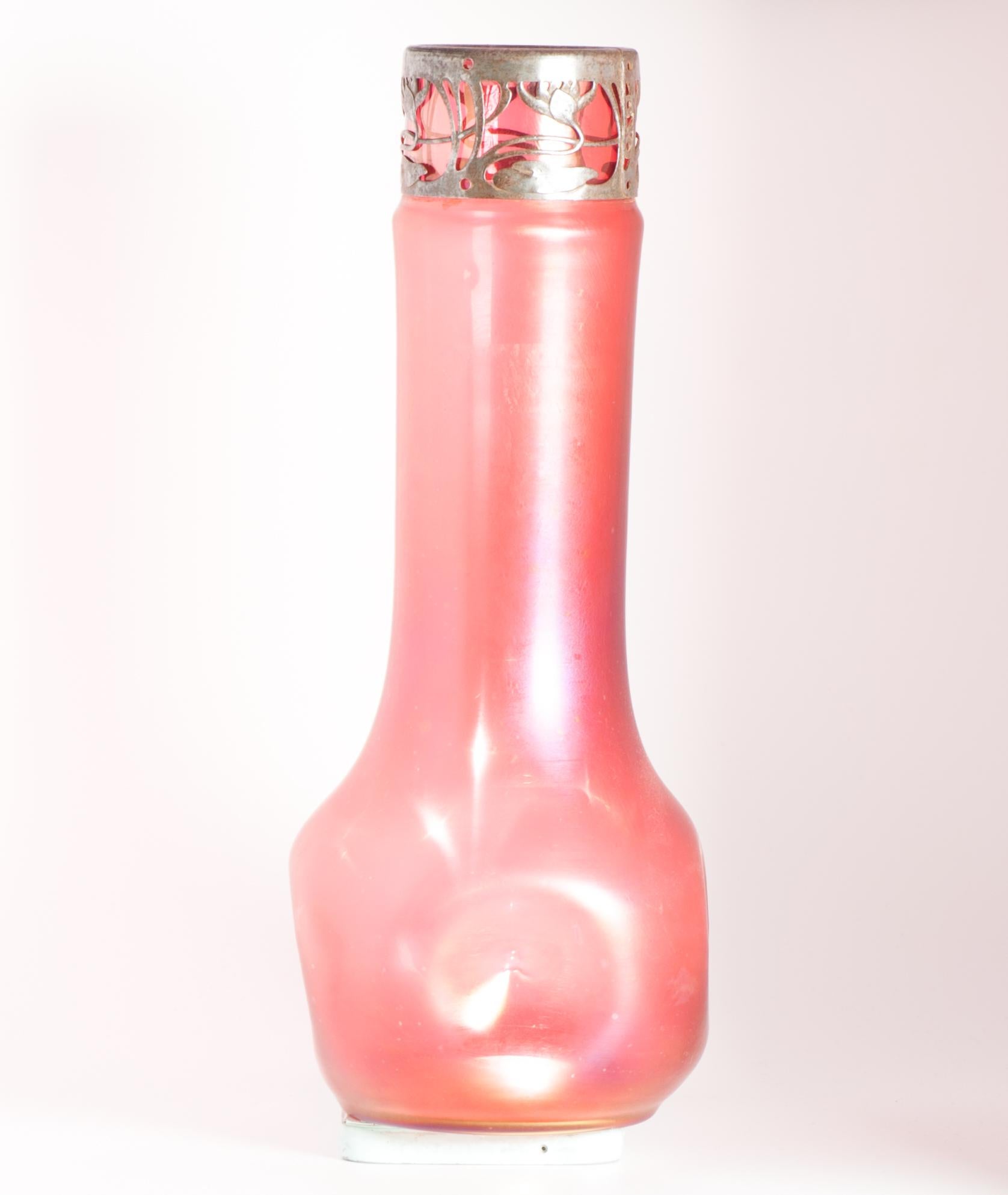 Vaso antico Art Nouveau Jugendstil Loetz Bohemian Red Glass 1900 in vendita 4