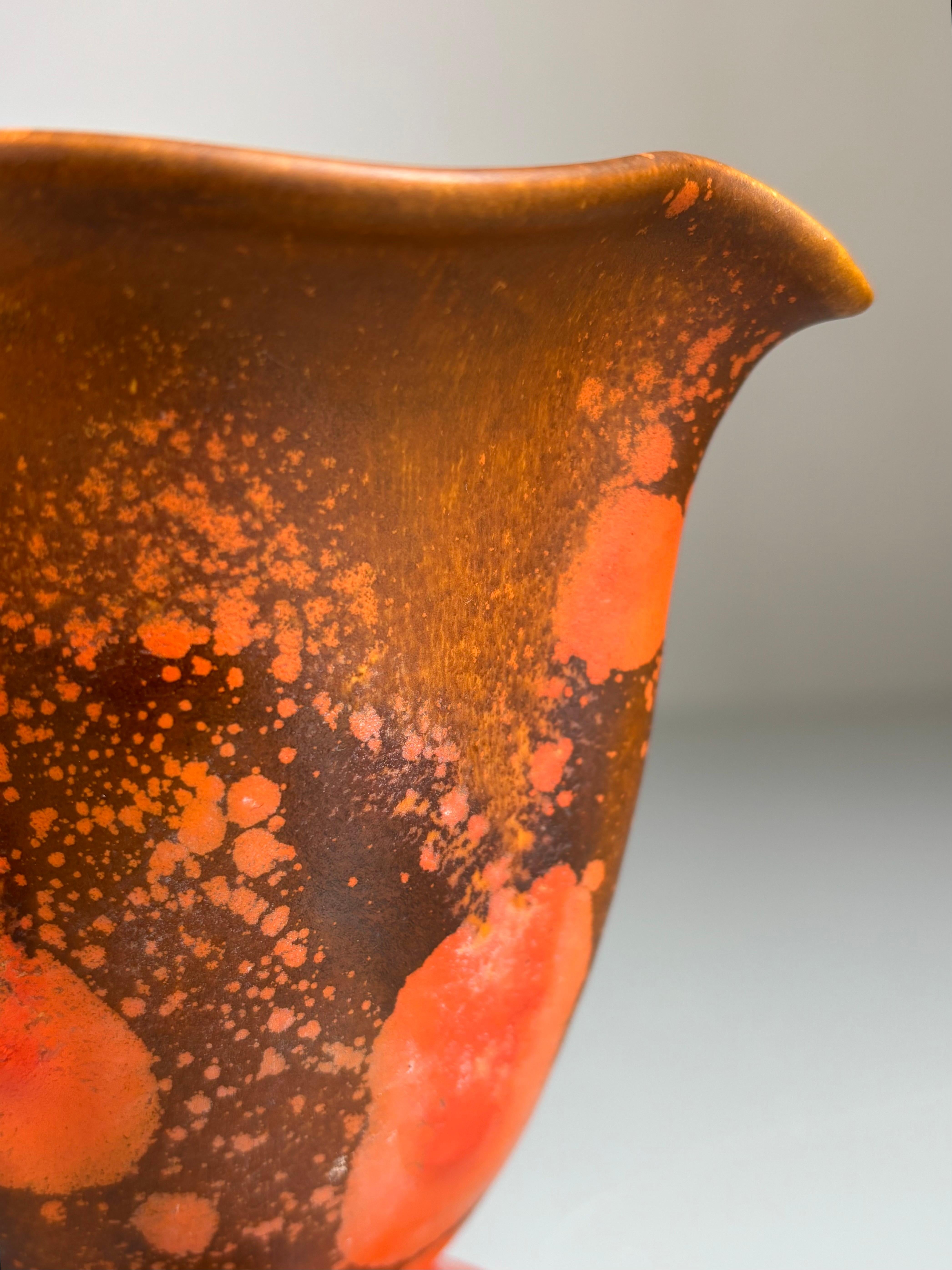 Danese Antico vaso Art Nouveau Kähler con smalto arancione, anni '30 in vendita