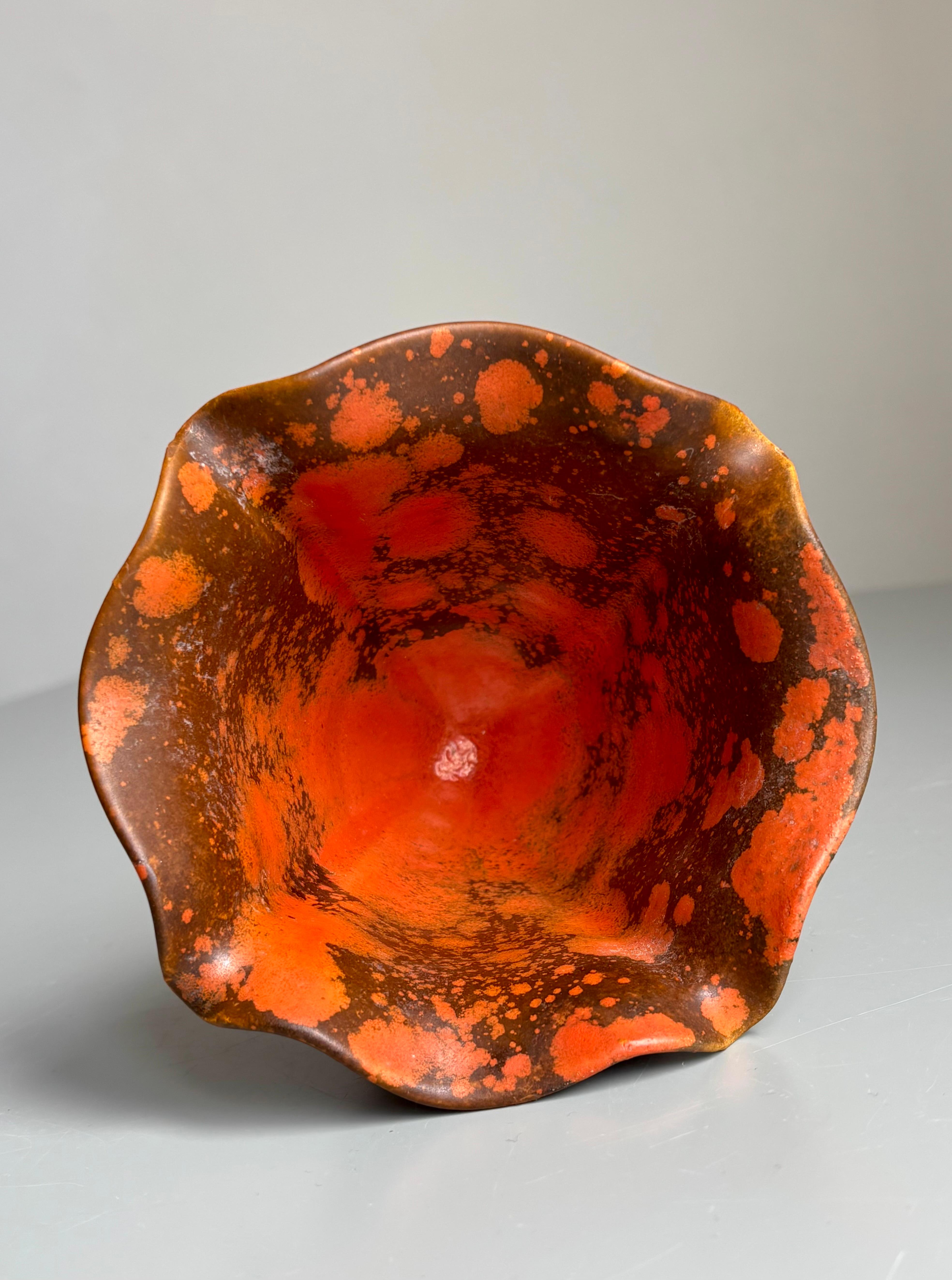 Antico vaso Art Nouveau Kähler con smalto arancione, anni '30 In condizioni buone in vendita a Copenhagen, DK