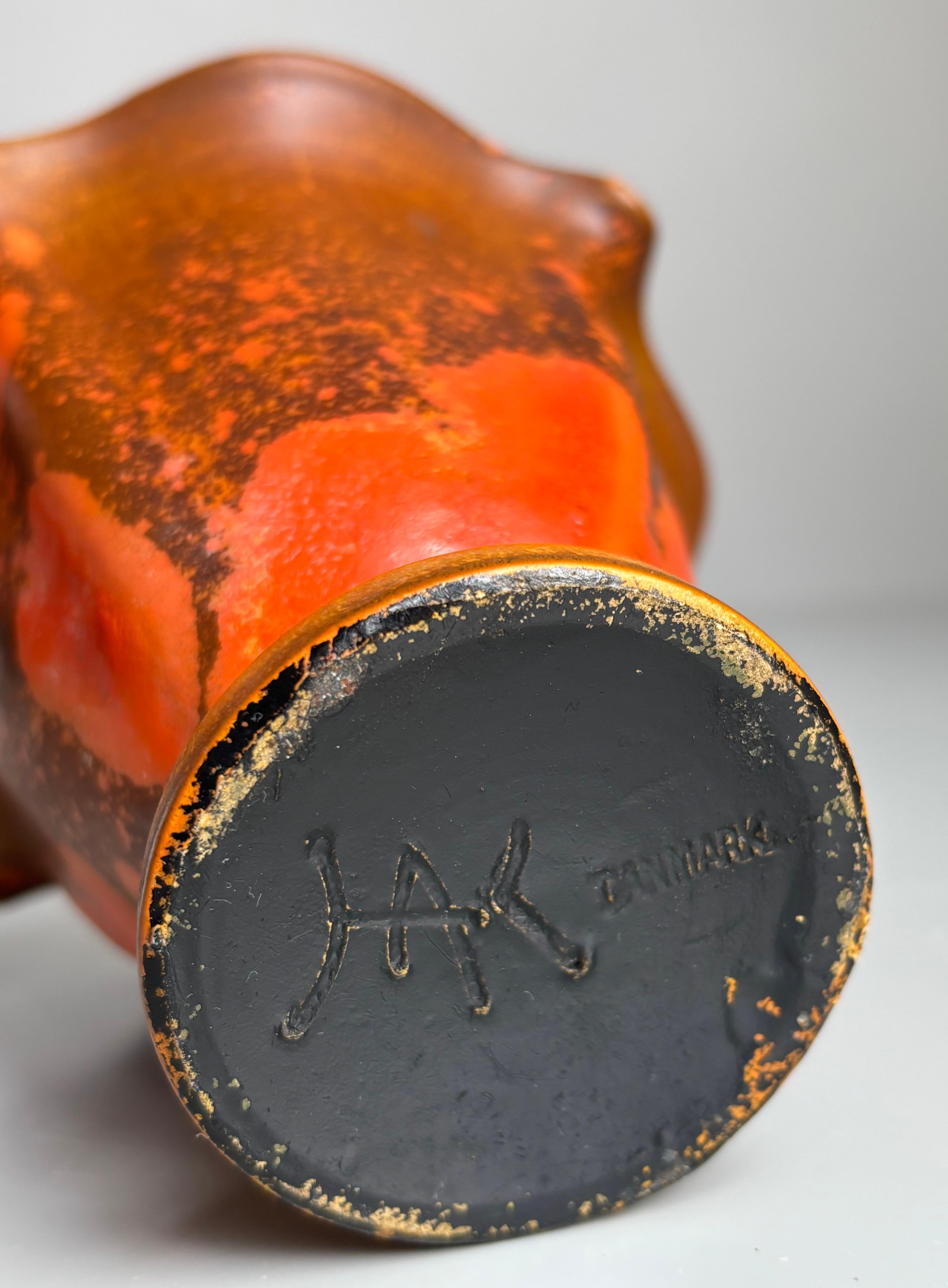 Antico vaso Art Nouveau Kähler con smalto arancione, anni '30 in vendita 1