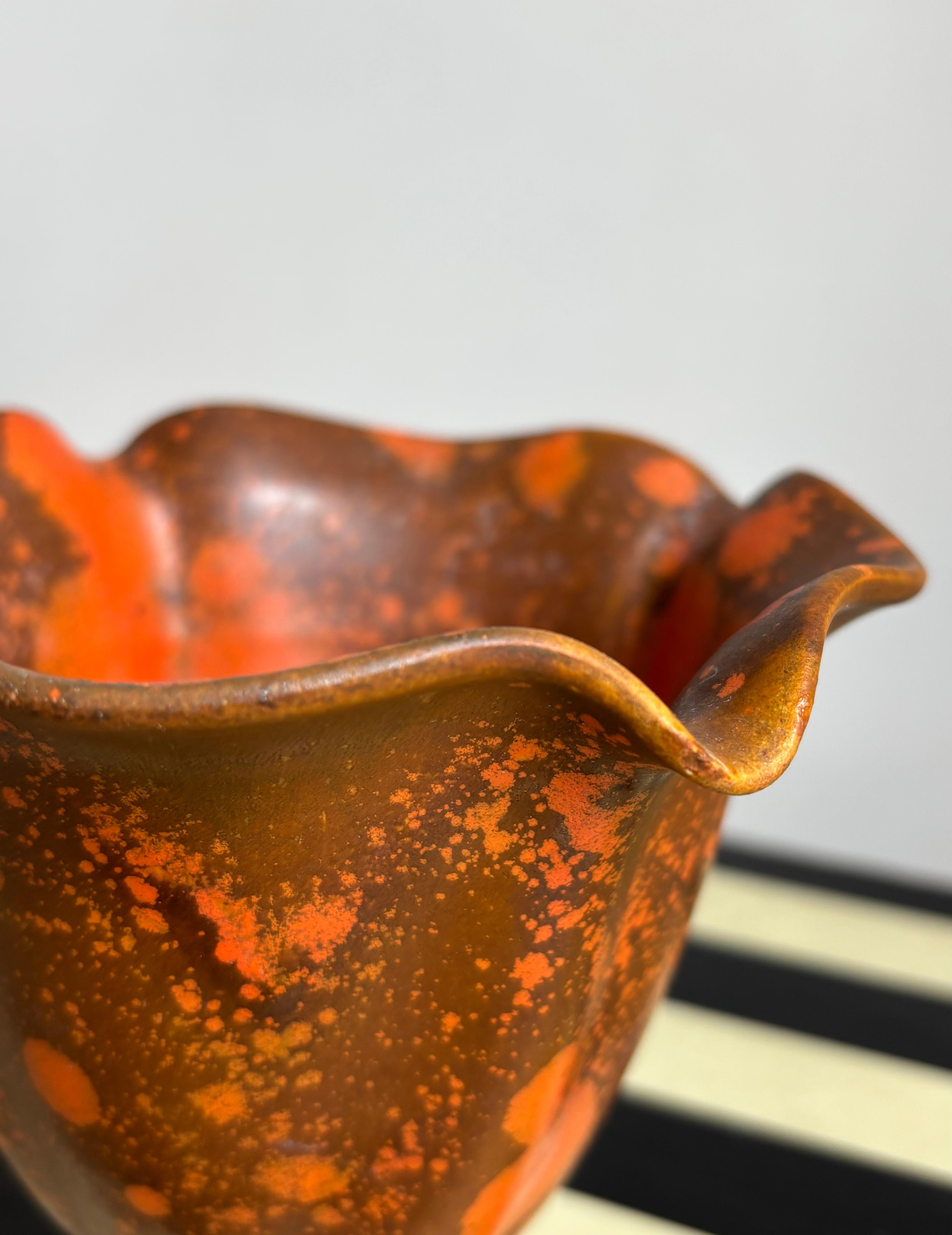 Antico vaso Art Nouveau Kähler con smalto arancione, anni '30 in vendita 2