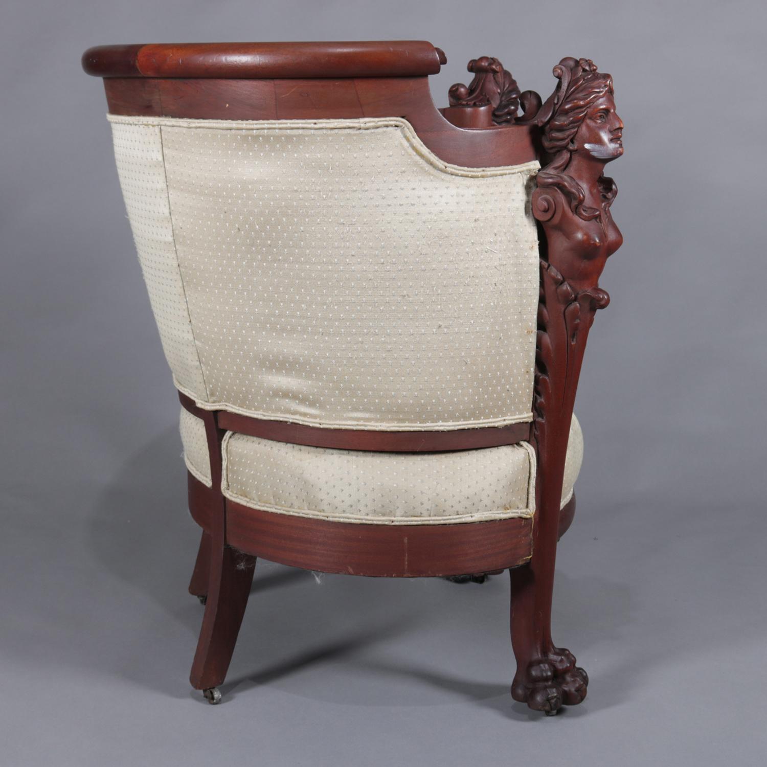 Antique Art Nouveau Karpen Figural Carved Mahogany Canapé Two-Piece Parlor Set 2