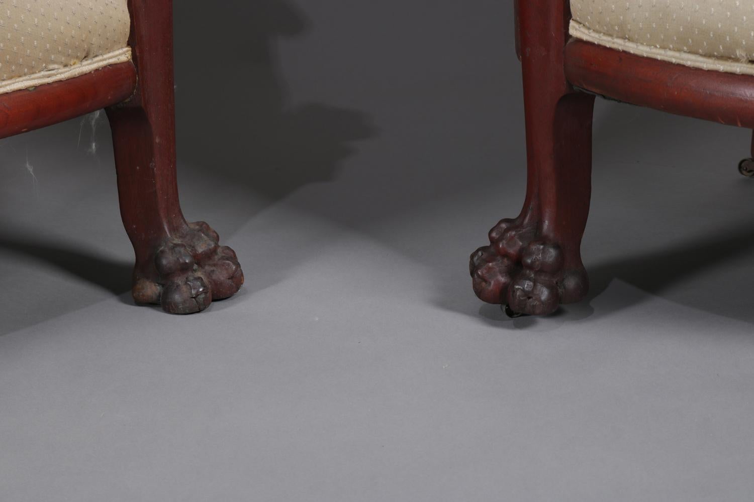 Antique Art Nouveau Karpen Figural Carved Mahogany Canapé Two-Piece Parlor Set 3