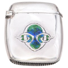 Antiquités Art Nouveau L & Co. Coffret de Vesta en argent sterling émaillé
