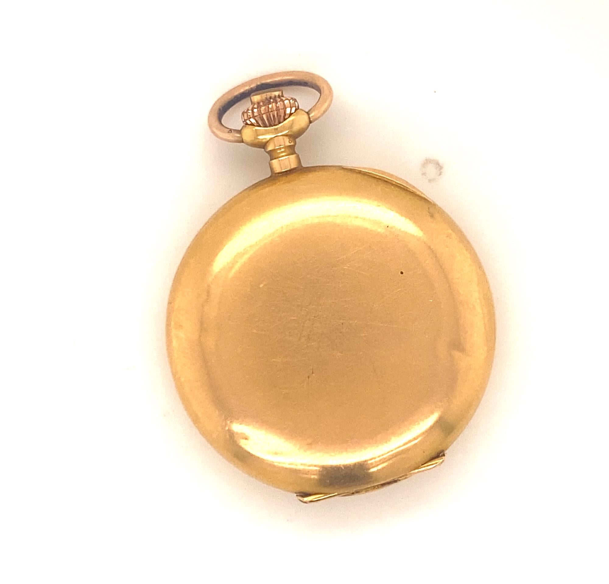 Antique Art Nouveau Ladies Girard- Perragux 18K Gold Pendant Watch In Good Condition For Sale In Woodland Hills, CA