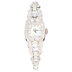 Antique Art Nouveau Ladies Wrist Watch, Platinum with Diamonds