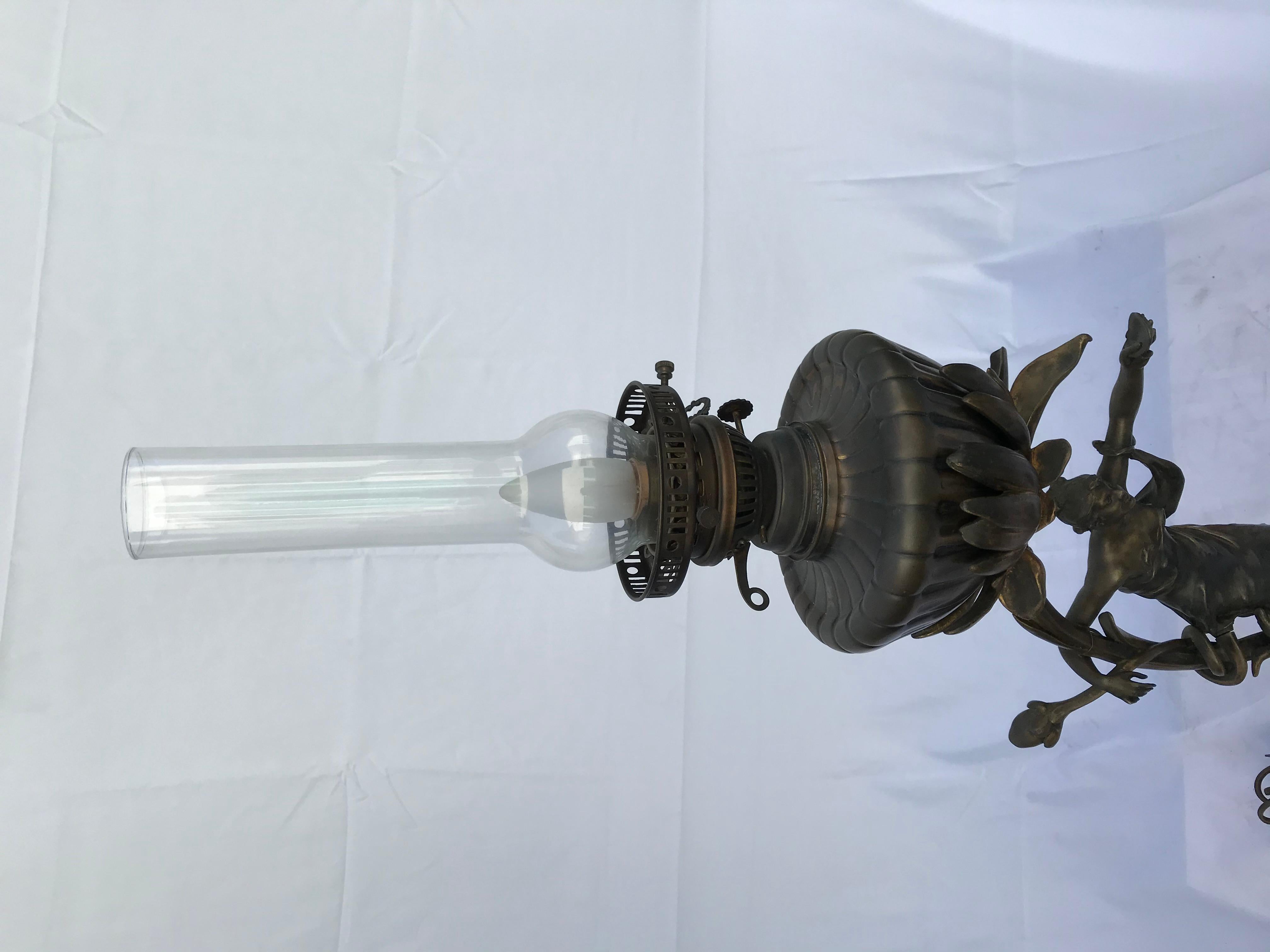 oil lamp with lady