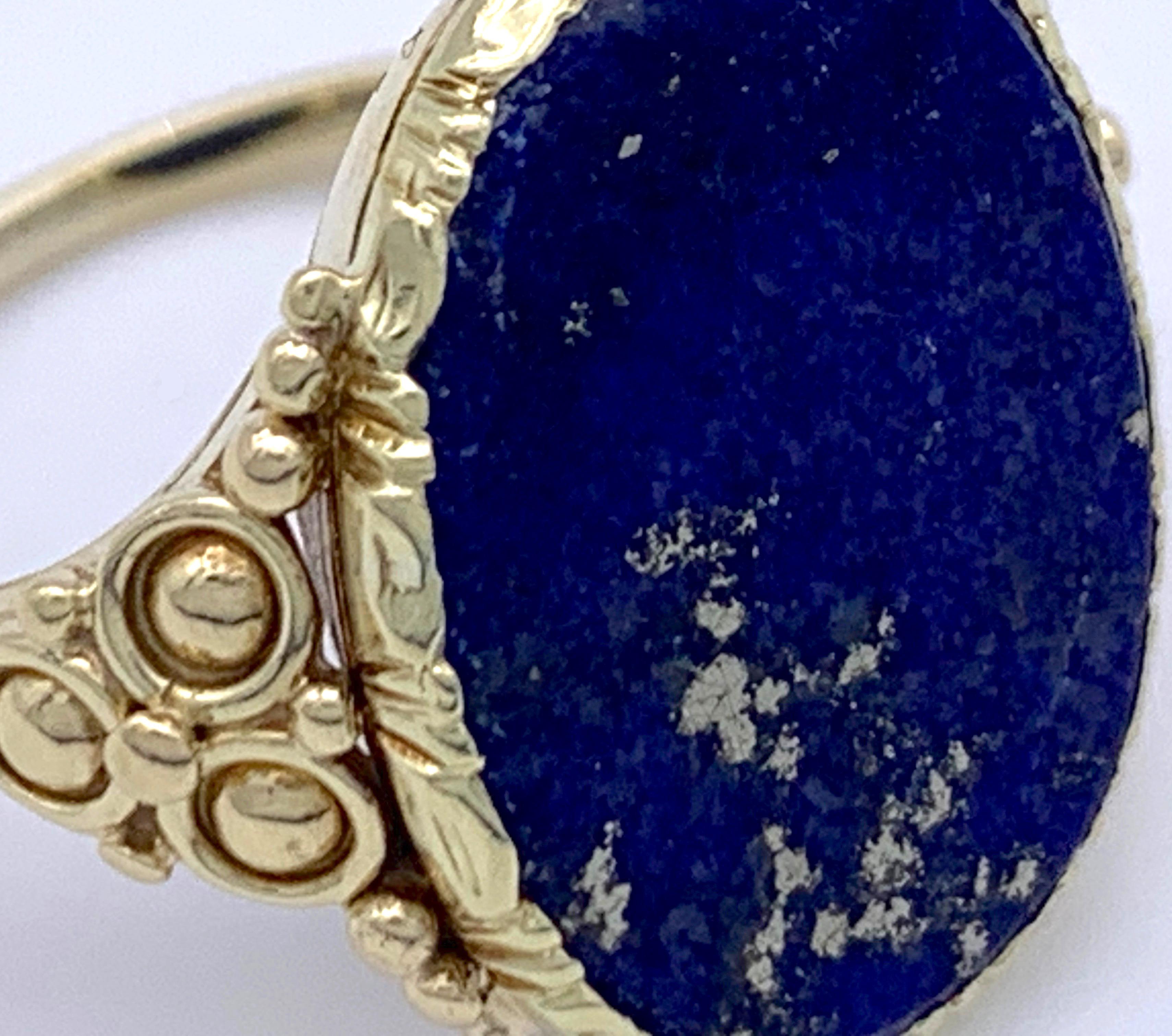 Antique Art Nouveau Lapis Lazuli Gold Signet Ring In Good Condition In Munich, Bavaria
