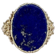 Antique Art Nouveau Lapis Lazuli Gold Signet Ring