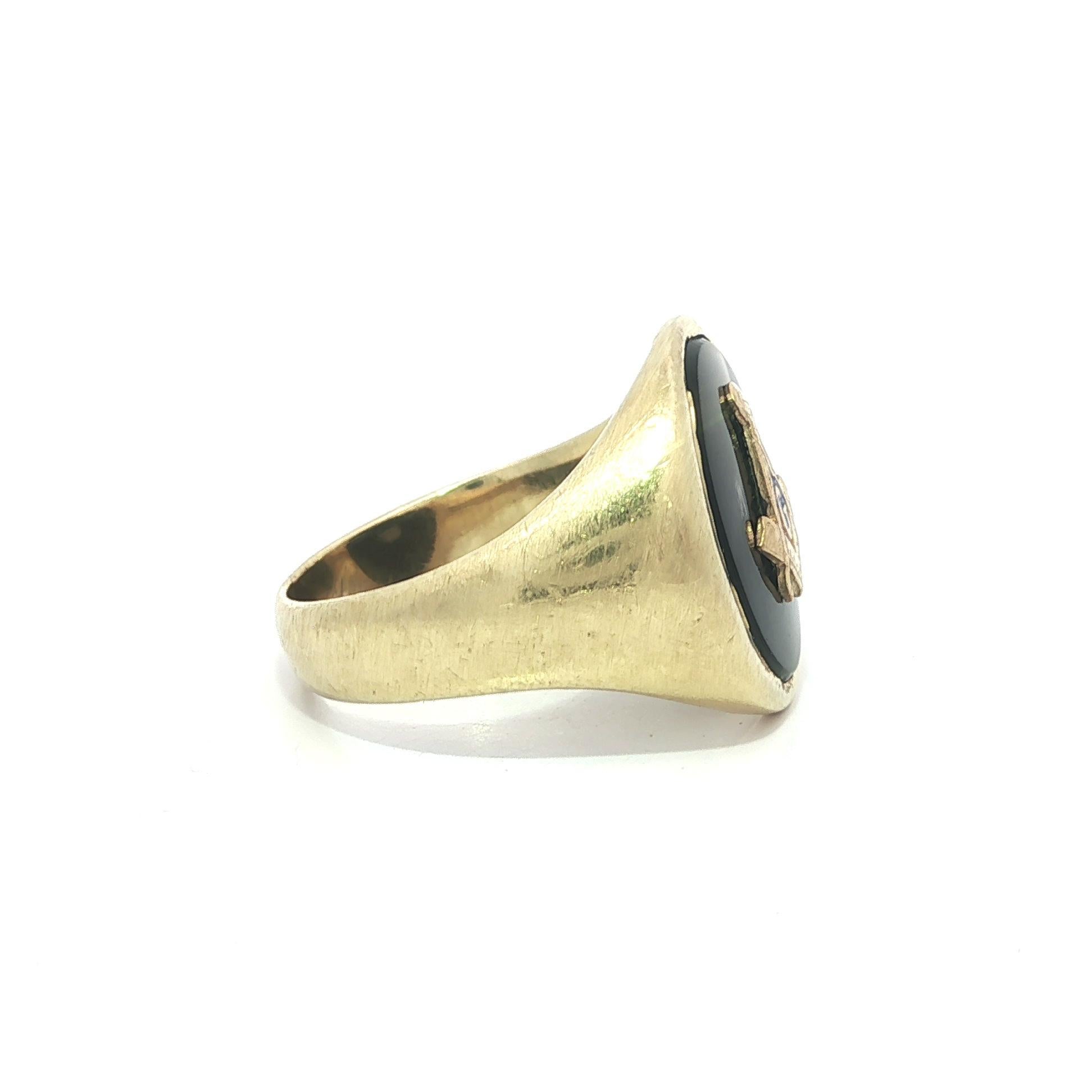 Anello massonico Larter & Sons in oro giallo 14k con onice nero, antico Art Nouveau in vendita 1