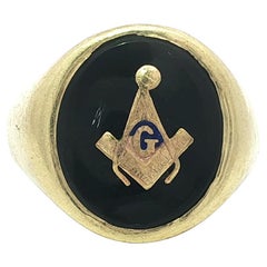 Antique Art Nouveau Larter & Sons 14k Yellow Gold Black Onyx Masonic Signet Ring Antique Art Nouveau Larter & Sons 14k Yellow Gold Black Onyx Masonic Signet Ring
