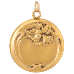 Antique Art Nouveau Locket Vintage 10 Karat Gold Flower Pendant Estate Jewelry