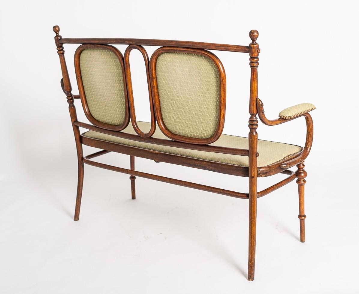 Art nouveau Antique Art Nouveau Loveseat Bench and Side Chairs Salon Suite en vente
