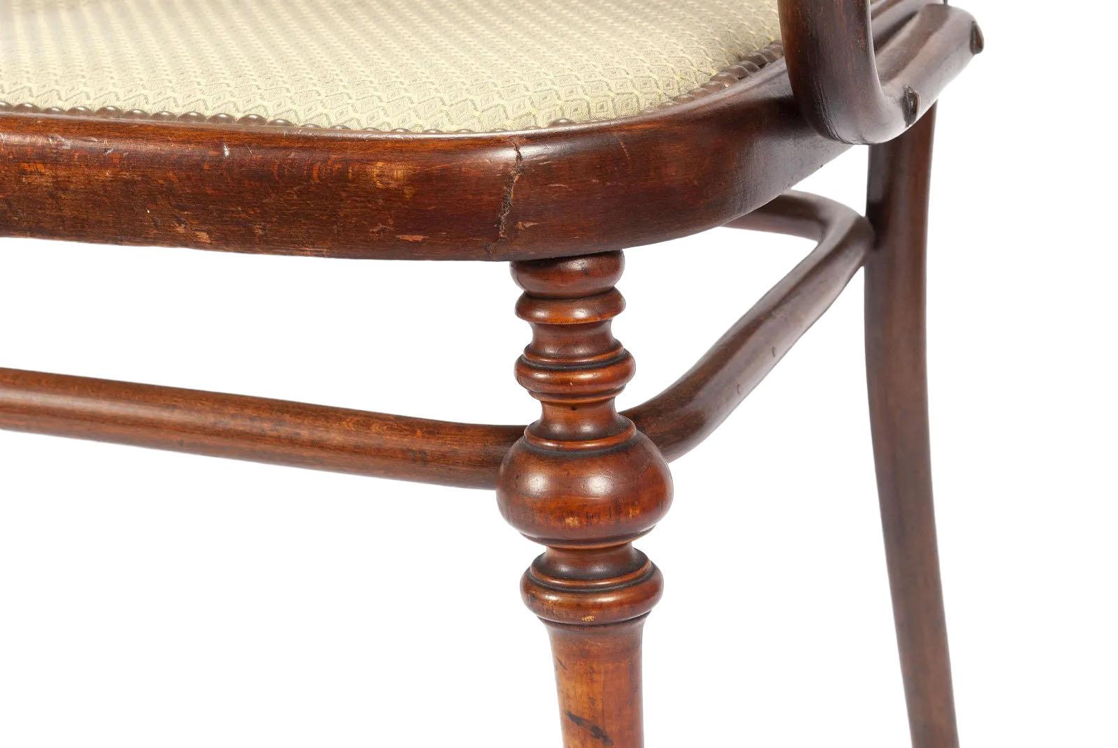 Antique Art Nouveau Loveseat Bench and Side Chairs Salon Suite For Sale 2