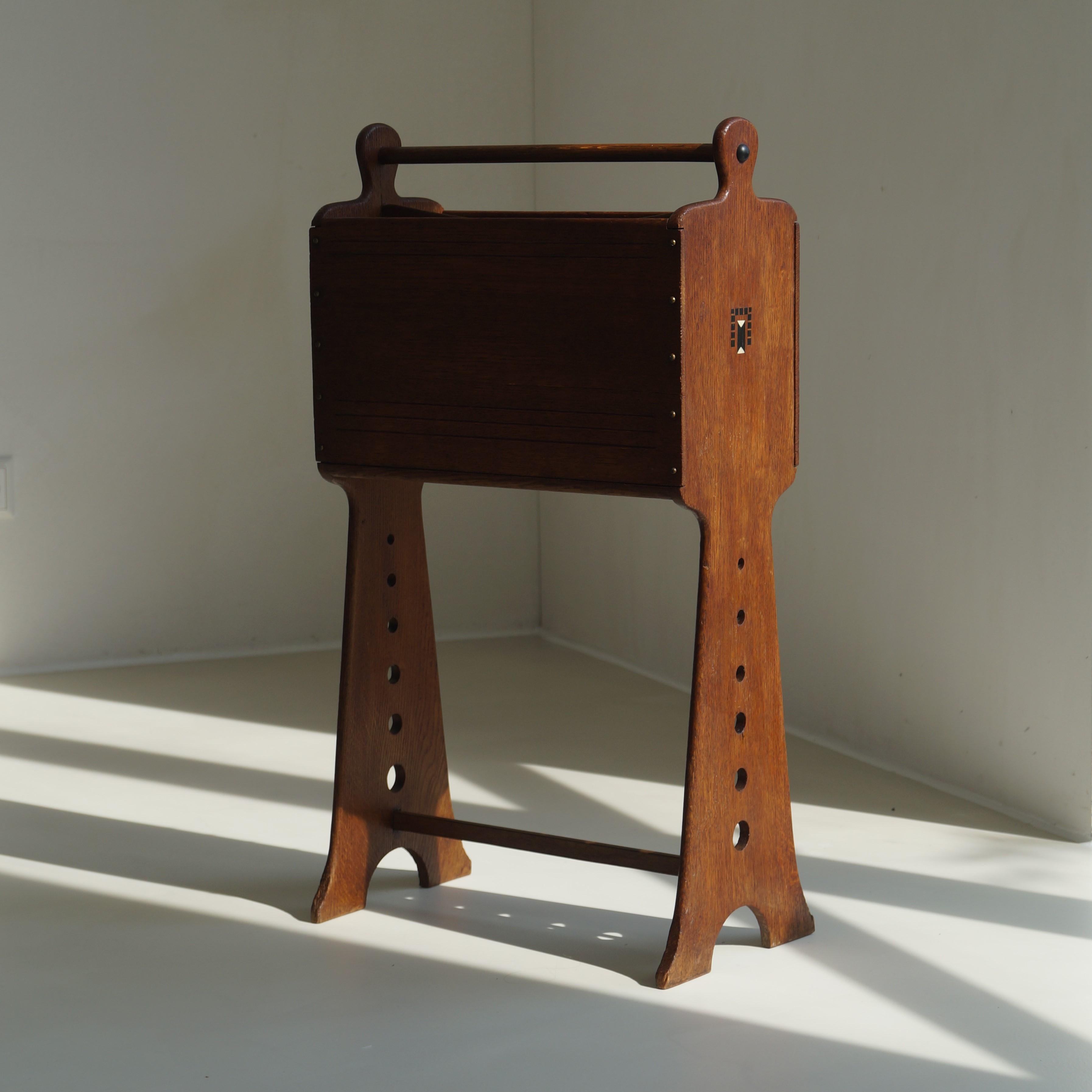 Hand-Crafted Dutch 'Nieuwe Kunst' Magazine Stand by Jac. van den Bosch, Netherlands, c. 1905 For Sale