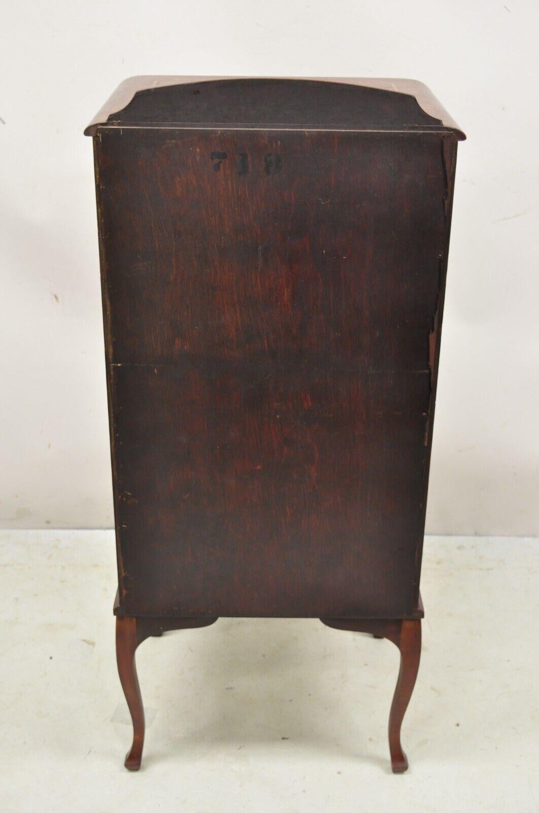 Antique Art Nouveau Mahogany 2 Door Sheet Music Cabinet with Inlay 3
