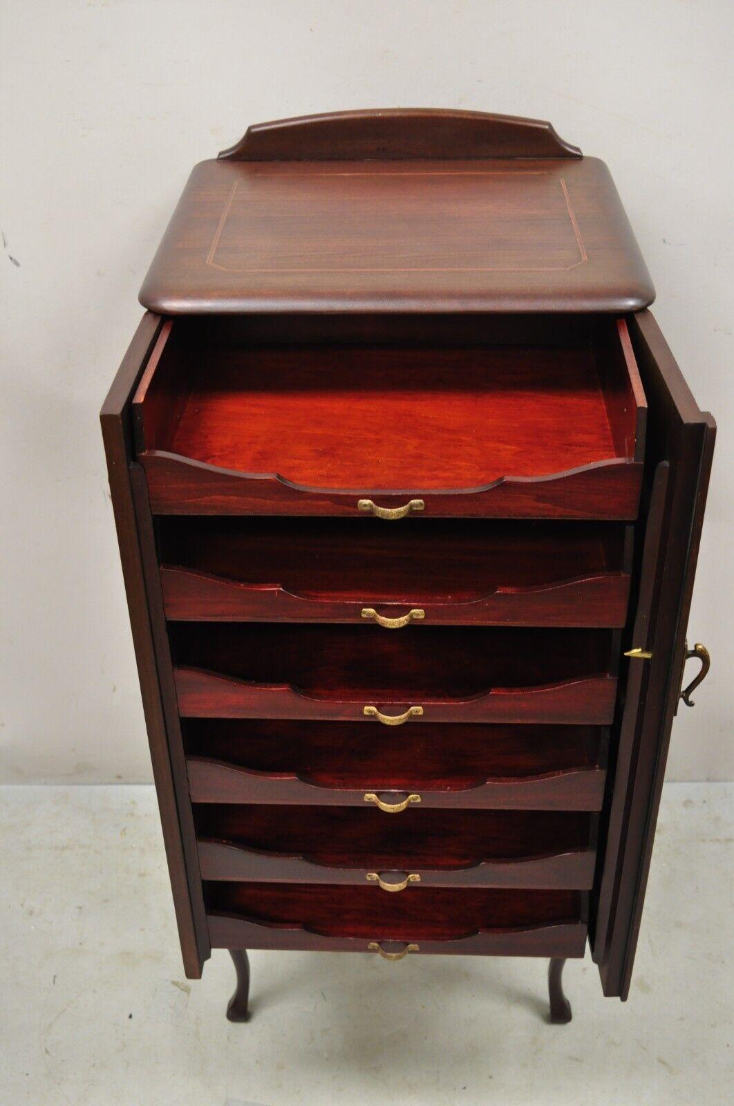 Antique Art Nouveau Mahogany 2 Door Sheet Music Cabinet with Inlay 1