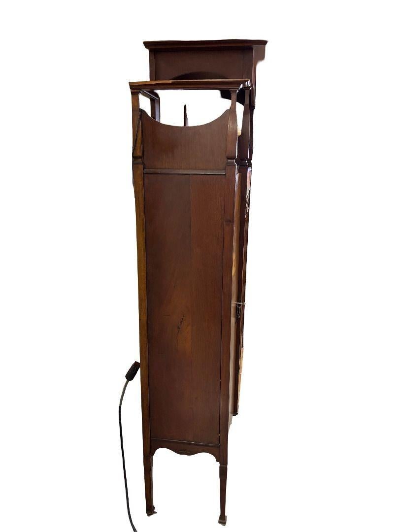 Antique Art Nouveau Mahogany and Floral Marquetry Display Cabinet For Sale 8