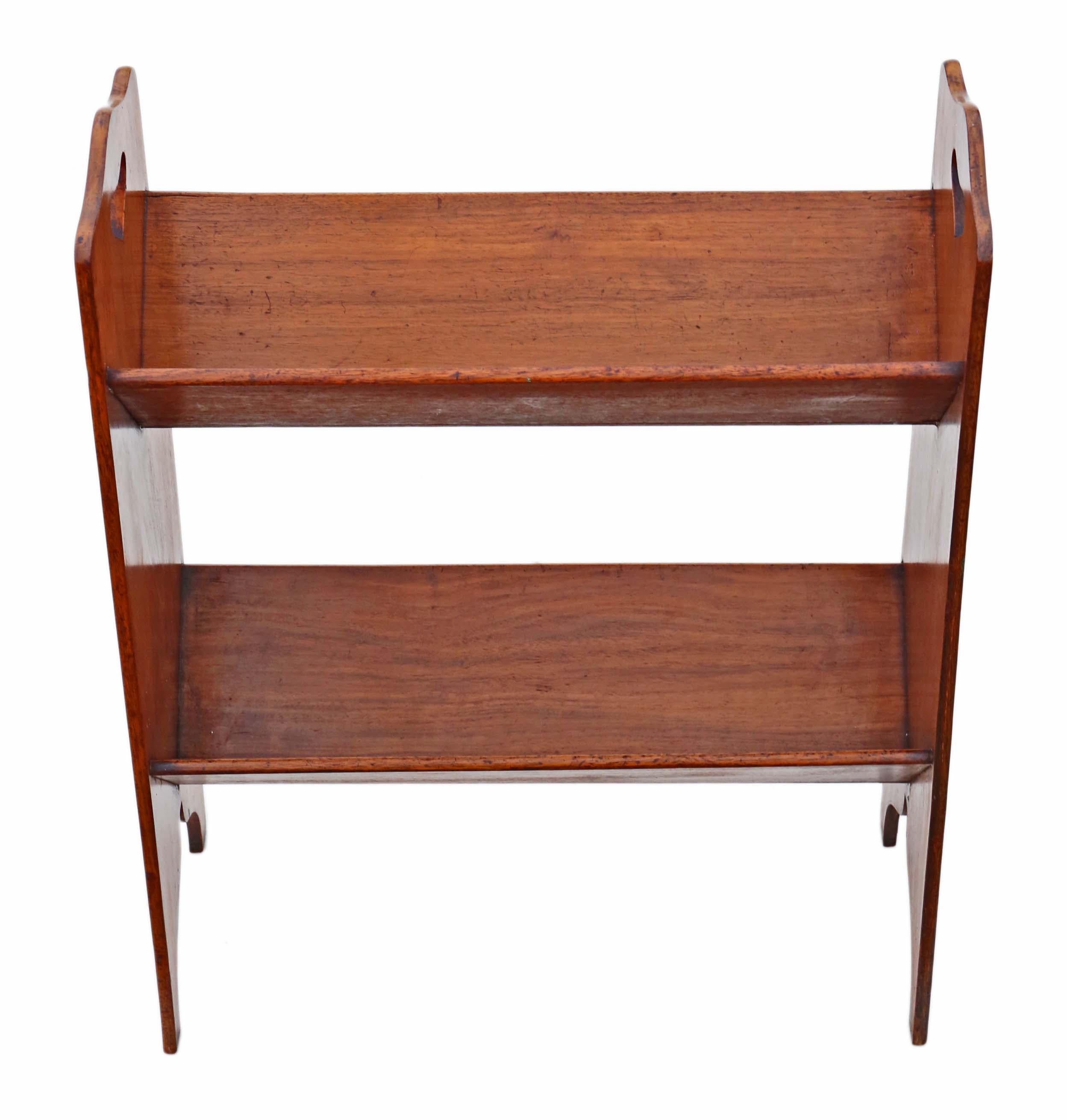 Antique quality Art Nouveau mahogany bookcase, book trough or stand C1910.

Solid and strong, with no loose joints and no woodworm. A lovely quality piece.

Would look great in the right location!

Overall maximum dimensions: 54cmW x 24cmD x
