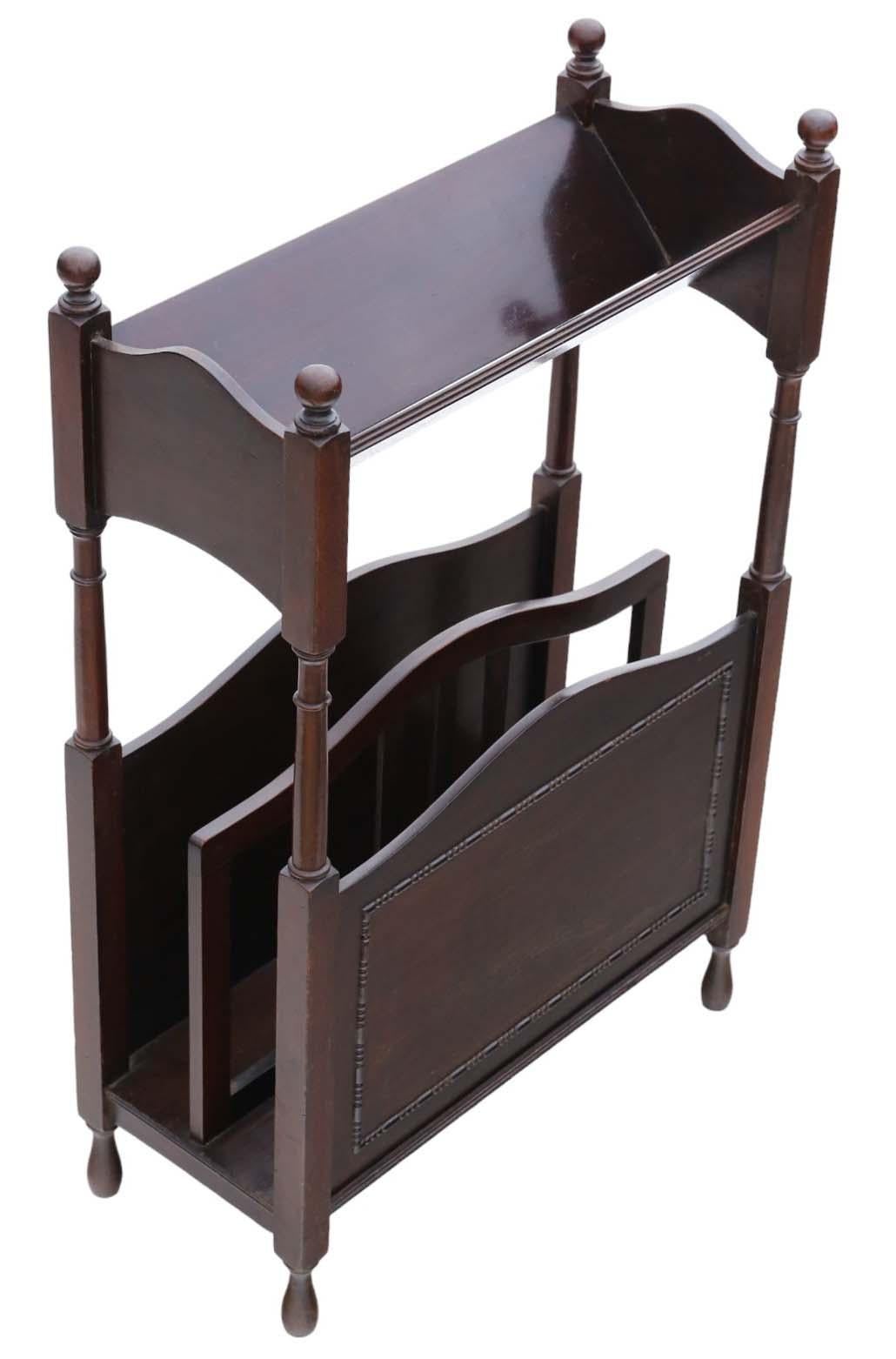 Antique Art Nouveau Mahogany Bookcase - Quality Book Trough Magazine Stand C1920 In Good Condition For Sale In Wisbech, Cambridgeshire